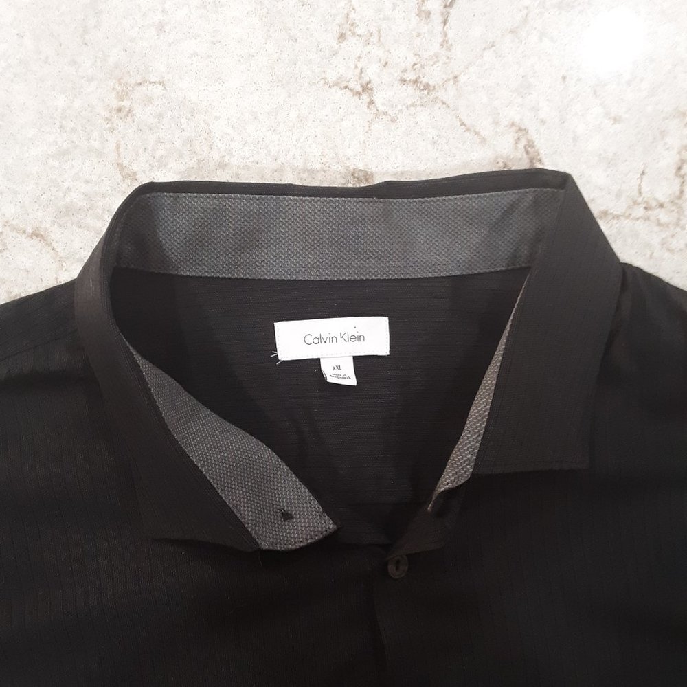Calvin Klein Men's Contrast Stripe Shirt Blk XXL